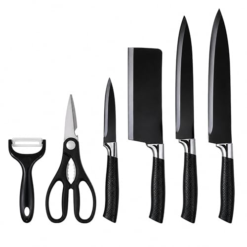 Kit Facas de Cozinha 6 Peças em Aço Inox com Tesoura | Ideal para carnes, legumes, frutas e preparos do dia a dia
