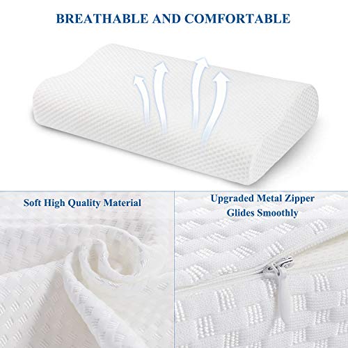 VECELO Bed Memory Foam Contour Pillow 100 Hypoallergenic Supportive