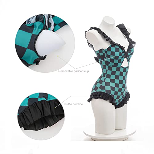 CR ROLECOS Tanjiro Cosplay One Piece Swimsuit Anime Style Ruffle