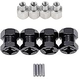 ShareGoo 4PCS 12mm Aluminum Wheel Hex Hub 15mm Offset Extension Hex Drive Adapter Combiner Coupler Conversion for 1/10 RC Crawler Axial Scx10 CC01 Jeep Wrangler D90 Wraith,Black