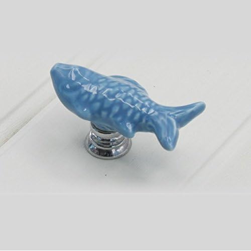 Fatcolo 6 Pcs Ceramic Fish Colorful Cartoon Cute Cabinet Knob
