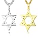 Reizteko Jewish Jewelry Megan Star of David Pendant Necklace Women Men Chain Gold Plated/Stainless Steel Israel Necklace (Gold)