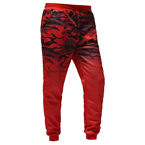AgrinTol Mens Sports Pants, Fashion Men's Outdoor Packwork Camouflage Black Splicing Drawstring Trousers Pants