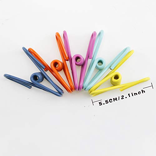 DLOnline 30 Pack Colorful Steel Wire Clips,Multi-Purpose Clothesline Utility Clips,Windproof Clothespin Wire Clips