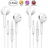 AXELECT 2pack Headphones Compatible for iPhone 6, 3.5 mm Earphones with Microphone Stereo Earbuds with Remote Noise Cancelling Headsets for Samsung Galaxy S8 S7 S6 and More Android Smartphones