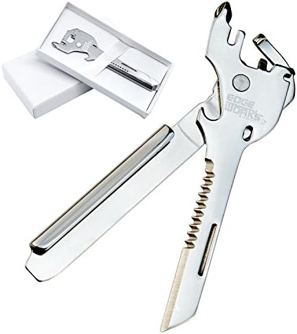 Edgeworks 7-In-1 Utility Multitool Pocket Keychain Tool - Pocket Tool With Keyring Lock - Stainless Steel Key Tool, Foldable &amp; Compact Pocket Tool Design, Screwdrivers, Bottle Opener, 2 Knives