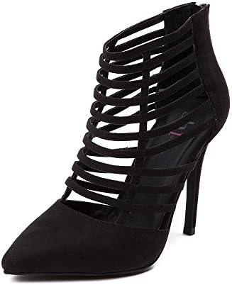 Shi Shi La Womens Ozzie Caged Vamp Pointed Toe Stiletto 4-Inch Heel (9, Black)