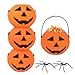 EOOUT 24Pack Mini Pumpkin Buckets and 30Pcs Plastic Spiders - Halloween Trick or Treat Bags for Halloween Home Décor