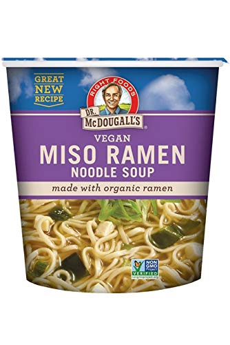 DR. MCDOUGALL’S VEGAN MISO RAMEN SOUP – INSTANT RAMEN NOODLES CUPS – ORGANIC INSTANT NOODLES – VEGAN SOUP – VEGETARIAN – 1.9 OUNCES – 6 PACK