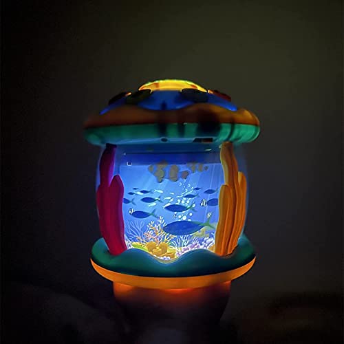 AM ANNA 4 in 1 Musical Baby Toys for Toddlers, Projector Ocean Rotating Tummy Time, Developmental Montessori Light Up Toys for 0-3 3-6 12-18 Months Babies Gifts