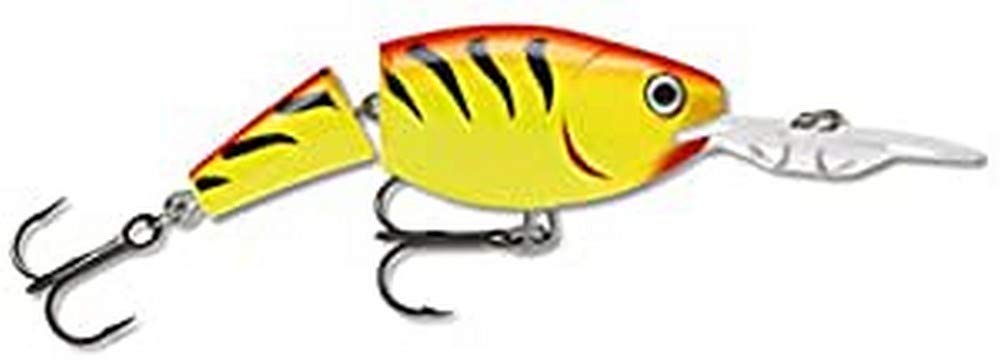 Rapala Jointed Shad Rap Lure with Two No. 3 Hooks, 2.1-4.5 m Swimming Depth, 9 cm Size, Hot Tiger