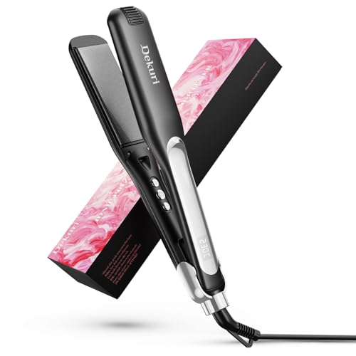 Dekuri Professional Hair Straightener, Large 42 mm Ceramic Water Based Hair Straightener with Adjustable Temperature 120°C-230°C, Black