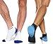 Physix Gear Short Compression Socks for Men & Women - Best Low Compression Socks Women & Men with Arch Support, Ideal for Running, Plantar Fasciitis comfort, and Swelling -, Blue/Black (2 Pairs), S/M