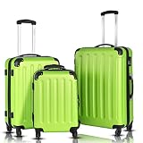 Goplus 3Pcs Luggage Set, Hardside Travel Rolling Suitcase, 20/24/28 Rolling Luggage Upright, Hardshell Spinner Luggage Set with Telescoping Handle, Coded Lock Travel Trolley Case (Green)