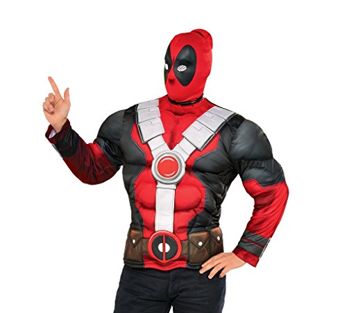 Adult Deadpool Fiber Fill Muscle Costume Top with Mask 2 Sizes