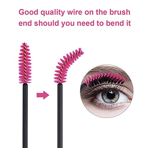 Cuttte 100pcs 10 Colors Disposable Mascara Brushes Wands with Container, Eyelash Brush Makeup Applicators Kits for Eyelash Extensions and Mascara Use