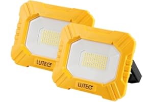 LUTEC 2 Pack 3500LM LED Work Light, Rechargeable Magnetic Work Lights with Stand, Portable 5000K Flood Light for Car Repair, 