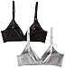 Trimfit Big Girls' Lightly Lined Wirefree Cotton Bra (Pack of 2), Grey Scotty/Black, 32A