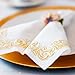Disposable Hand Towels for Bathroom – Elegant Guest Towels and Dinner Napkins Made of 17” x 12” Linen-Like Paper with Gold-Tone Filigree Borders (100 Pack)