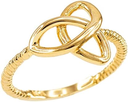 High Polish 10k Yellow Gold Twisted Style Rope Band Trinity Knot Ring (Size 9)
