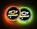 2pcs LED Car Cup Holder Lights for Chevrolet, 7 Colors Changing USB Charging Mat Luminescent Cup Pad, LED Interior Atmosphere Lamp