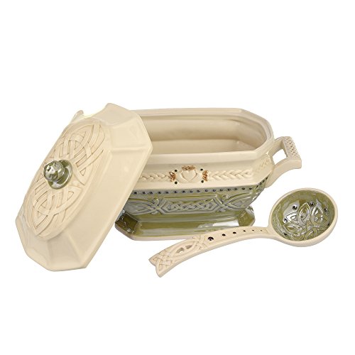 Grasslands Road 473072 Celtic Ceramic Gift Boxed Tureen with Lid and Ladle, 11"/Large, Green/Cream/White/Lime/Gold - Thumbnail 2