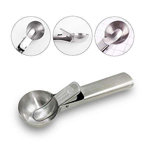 Cozihom Stainless Steel Ice Cream Scoop, with Trigger, Durable & Easy to Use, Nonstick, Dipper for Ice Cream, Fruits, Melon Ball, Sorbet, Meatball, 5CM Ice Cream Ball, 3 PCS