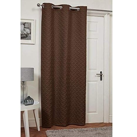 Embossed Thermal Door Eyelet Curtain Panel Energy Saving Draught