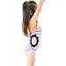 Saidi girls one piece swimsuit Hollow-Out Wave Stripe Swimwear Blue