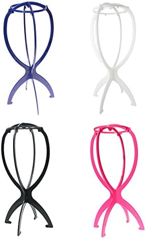 Wig Stand Assemble Portable Wig Dryer Display Dummy Head Hat Cap Holder Foldable Stable Tool Color Black and White Pack of 4 Pieces