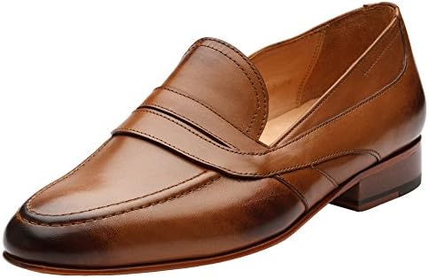 Men's Penny Slip-On Modern Classic Leather Lined Perforated Loafer Dress Shoes