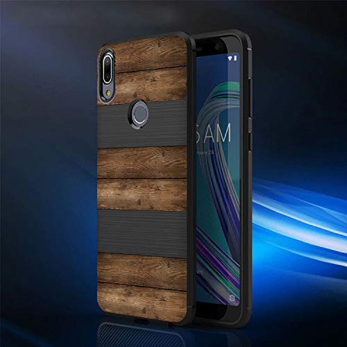Fashionury Strips of Wooden Designer Printed Rugged Armor (Rubber) Soft Back Case Cover for Asus ZenFone Max Pro M1/Asus