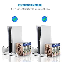 ECHZOVE PS5 Stand with Controller Charger and