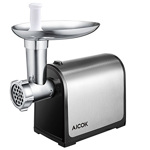 Aicok Electric Meat Grinder, Sausage Maker with Reverse Function and Powerful Suction Base, Heavy Duty Food Grinder with Stainless Steel Grinding Blades, Labour-saving Grinder for Meat, Vegetables