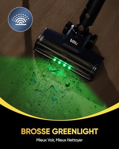 V12 Aspirateur Balai sans Fil, 50Kpa/50Min/450W Aspirateur sans Fil Puissant, Technologie GreenEye, Écran LED, Brosse Anti-Emmêlement, Rechargeable, pour Tapis, Sols Durs et Poils d'animaux