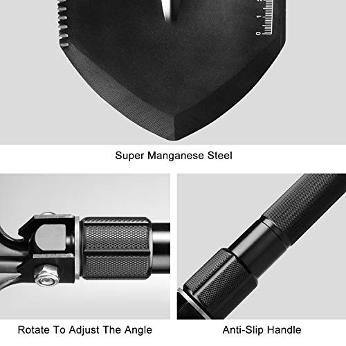 ENKEEO Military Folding Shovel Multitool for Scout, Hiking, Backpacking, Adventure Cycling, Dry Camping, Trenching, Emergency and Survival - Thumbnail 4