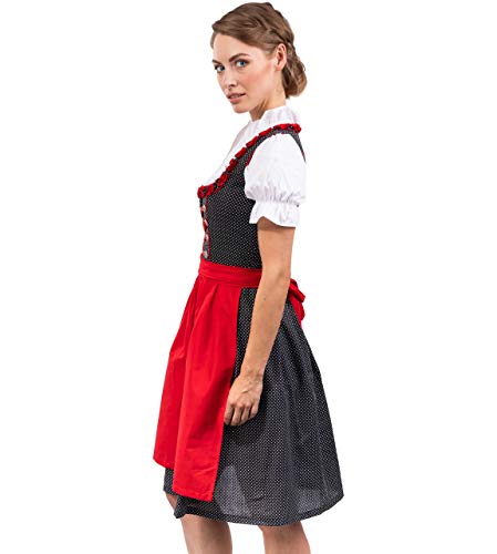 Bavarian Dirndl Dress 3pcs Set - Traditional & Modern Oktoberfest Dirndl Heidi (US:8 (EU:38)) Red/Blue