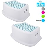 Step Stool for Kids (2 Pack), Toddlers Stool for Potty Training, Bathroom, Kitchen, Bedroom, Toy Room and Living Room. Toilet Stools with Soft Anti-Slip Grips for Safety, Stackable (Blue)