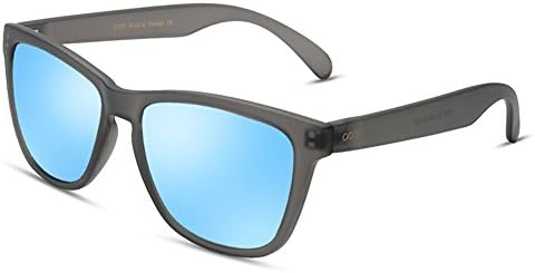 Unisex Vintage Polarized Wayfarer Sunglasses Designer Square Eyewear for Men/Women by BLUEKIKI YEUX(Black frame light blue lens, 54)