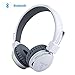 Kids Bluetooth Headphones Foldable Volume Limiting Wireless/Wired Stereo On Ear HD Headset with SD Card FM Radio in-line Volume Control Microphone for Children Adult(White)