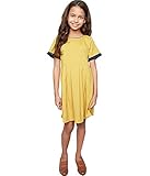 Mrignt Big Girls Short Sleeve Casual Preppy School Style Pleated Dress