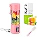 [Upgraded Version] USB Juicer Cup by BHUATO, Portable Juice Blender, Household Fruit Mixer - Six Blades in 3D, 380ml Fruit Mixing Machine for Superb Mixing (Pink)…