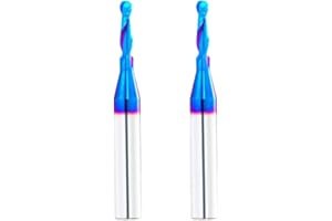 2PCS CNC Router bits Carbide Ball Nose End Mill with Nano Blue Coating 1/4inch Shank 1/8inch Cutting Dia for Side Milling End