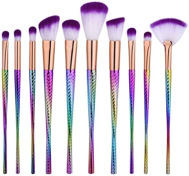 10Pcs Makeup Brush Set Dazzle Glitter Foundation Powder Makeup Brushes Rainbow Makeup Eyeshadow Blending mingcf Brush Kit