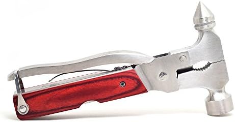 AtomBud 12 in 1 Multi-function Stainless Steel Hammer Chisel Screwdriver Wrench Pliers Saw Blade Knife Tool Set Outdoor Camping Emergency Survival ( Safety Hammer)