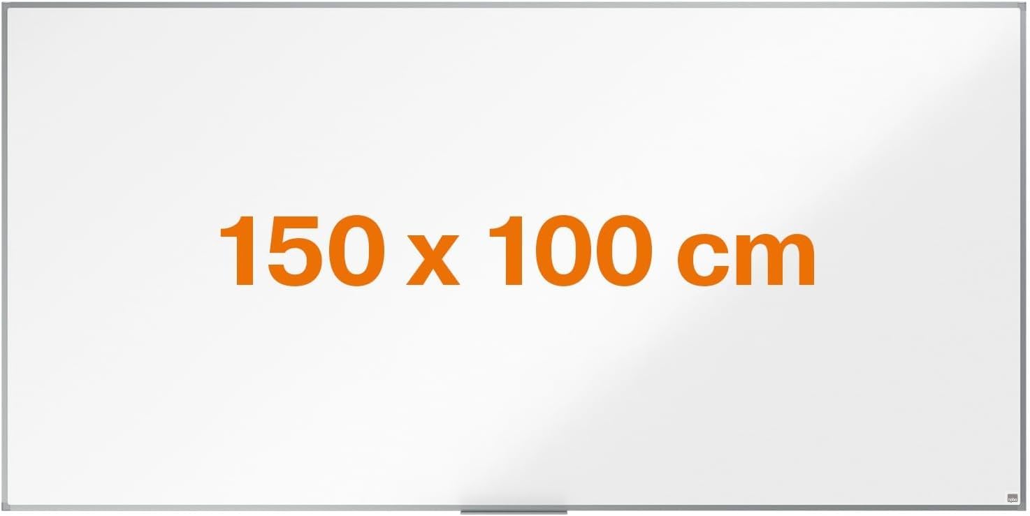 Nobo Amazon Exclusive Steel Magnetic Whiteboard 150x100cm – Dry Wipe Memo Board with Aluminium Frame & Pen Tray, Wall Mounted Magnetic for Office, Home, Classroom Notice Board