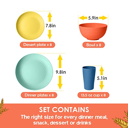 Peurif Kitchen Wheat Straw Dinnerware Sets, Dinner Plates, Dessert