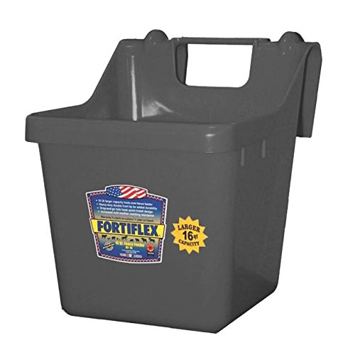 Fortiflex Hook Over Fence Feeder for Dogs/Cats and Horses, 16-Quart, Black