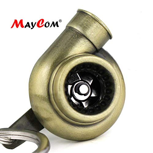 Maycom Creative Spinning New Turbo Turbocharger Keychain Key Chain Ring Keyring Keyfob (Bronze Color)