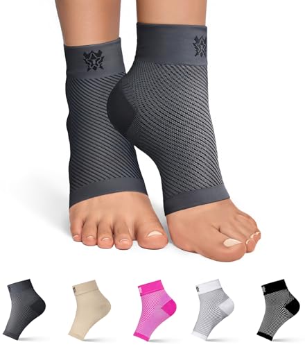 Compression Socks for Plantar Fasciitis & Achilles Tendonitis Relief – Pair of Ankle Compression Sleeves for Foot Swelling, Heel Spurs, Pain & Fatigue – Comfortable Arch Support Brace for Daily Use (Gray, X-Large)